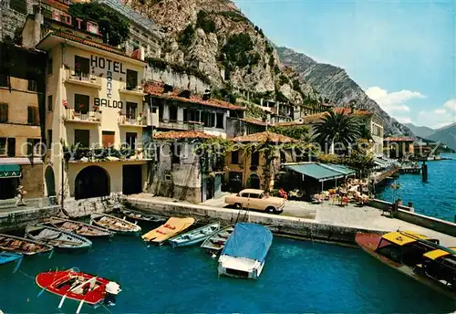 AK / Ansichtskarte Limone_sul_Garda Hotel Monte Baldo Hafen Haeuserpartie am Gardasee Limone_sul_Garda
