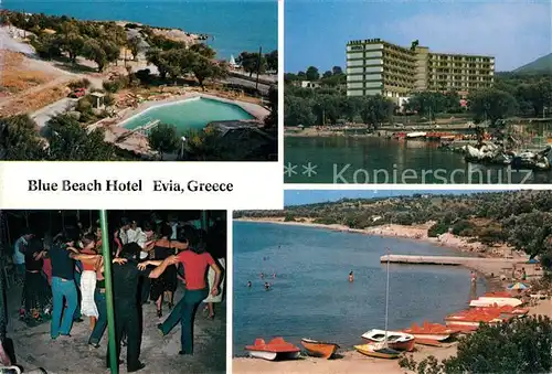 AK / Ansichtskarte Evia_Griechenland_Greece Blue Beach Hotel Tanzlokal Swimming Pool Strand Hafen Evia_Griechenland_Greece