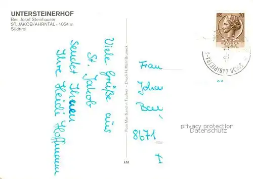 AK / Ansichtskarte St_Jakob_Ahrntal Untersteinerhof Ortsansicht mit Kirche Winterlandschaft St_Jakob_Ahrntal