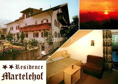 AK / Ansichtskarte Brixen_Suedtirol Residence Martelehof Fremdenzimmer Sonnenuntergang in den Bergen Brixen Suedtirol