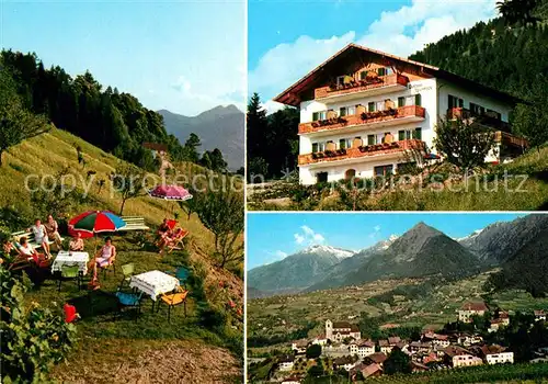 AK / Ansichtskarte Schenna_Meran Pension Alpenrose Garten Landschaftspanorama Alpen Schenna Meran