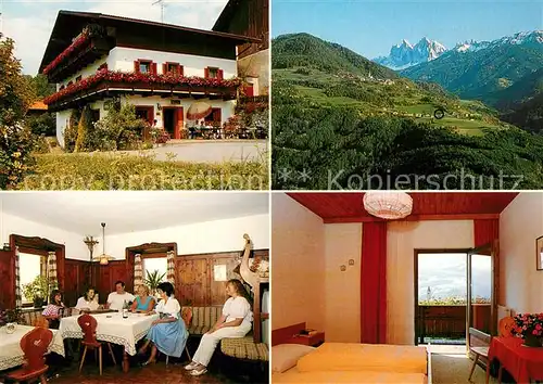 AK / Ansichtskarte Teis_Nafen_Villnoess Gasthof Brunner Hof Gastraum Fremdenzimmer Landschaftspanorama Alpen 