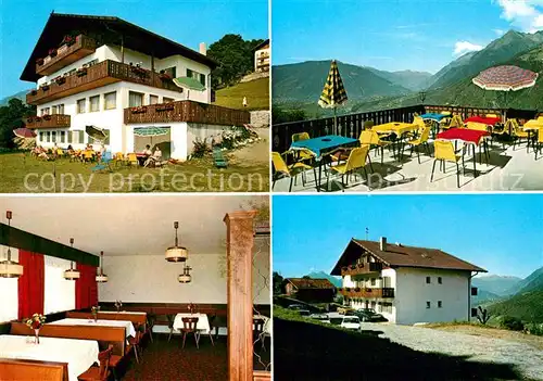 AK / Ansichtskarte Verdins Pension Alpenhof Gastraum Terrasse Alpenpanorama Verdins