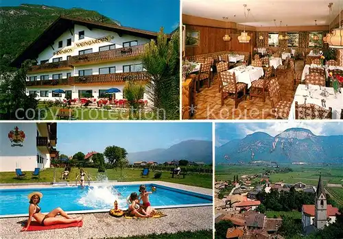 AK / Ansichtskarte Margreid_Weinstrasse Hotel Pension Weingarten Restaurant Swimming Pool Panorama Alpen Margreid_Weinstrasse