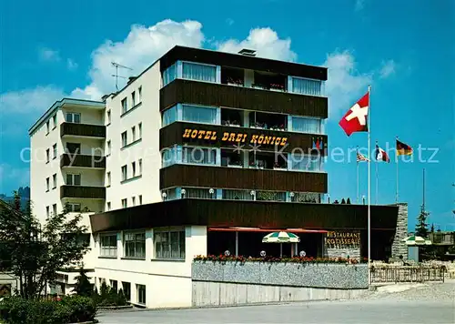 AK / Ansichtskarte Einsiedeln_SZ Hotel Drei Koenige Schweizer Flagge Einsiedeln SZ