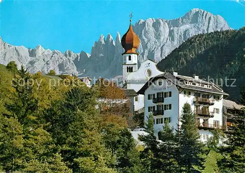 AK / Ansichtskarte Tiers_Dolomiten Hotel Garni Tschager Kirche Tiers Dolomiten