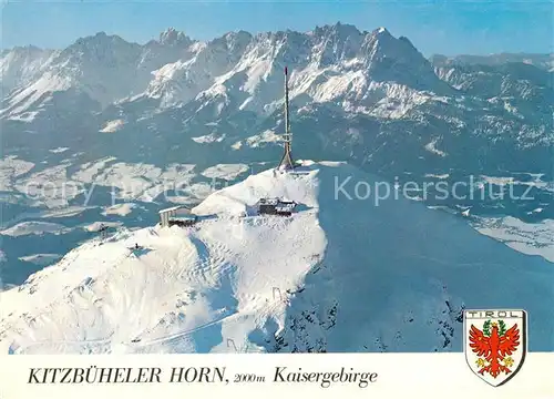 AK / Ansichtskarte Kitzbuehel_Tirol Fliegeraufnahme Kitzbueheler Horn Kaisergebirge Kitzbuehel Tirol