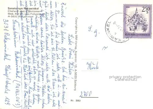 AK / Ansichtskarte Rekawinkel Sanatorium  Rekawinkel