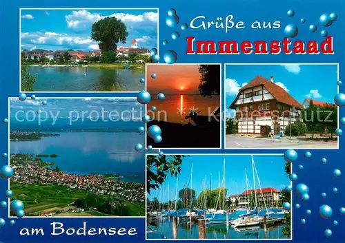 AK / Ansichtskarte Immenstaad_Bodensee Fliegeraufnahme Segelbootshafen Fachwerkhaus Abendstimmung Immenstaad_Bodensee