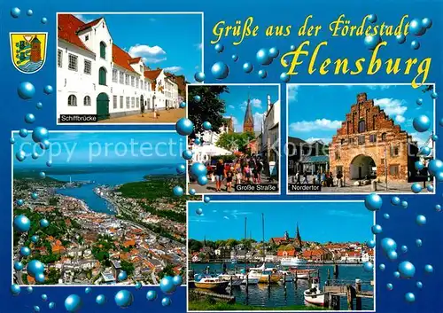 AK / Ansichtskarte Flensburg Schiffbruecke Nordertor Hafen Grosse Strasse Flensburg