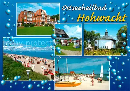 AK / Ansichtskarte Hohwacht_Ostseebad Strand Kirche Kurhaus Hohwacht_Ostseebad