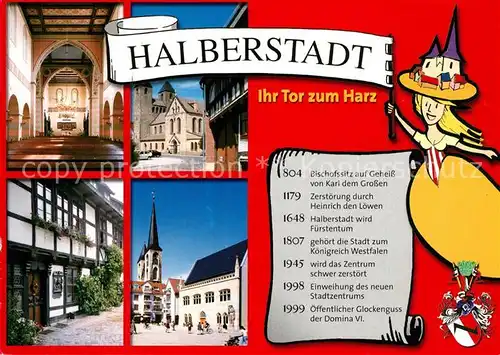 AK / Ansichtskarte Halberstadt Moritzkirche Innenraum Rochowsche Kirche Holzmarkt Rathaus Roland Halberstadt