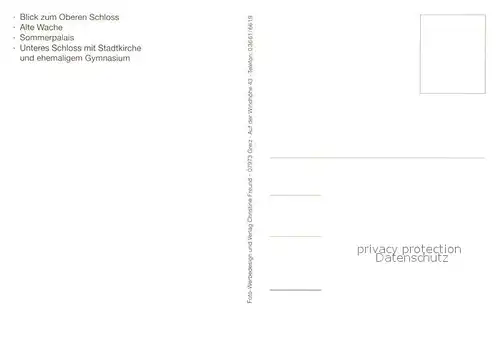 AK / Ansichtskarte Greiz_Thueringen Oberes Schloss Alte Wache Sommerpalais Unseres Schloss Stadtkirche Greiz Thueringen