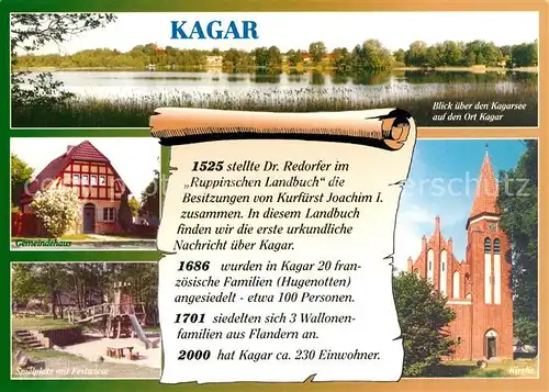 AK / Ansichtskarte Kagar Kagarsee Gemeindehaus Spielplatz Festwiese Chronik Kagar