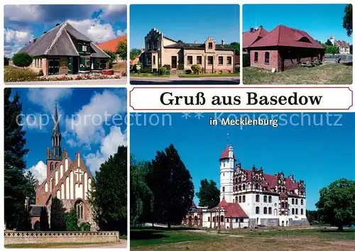 AK / Ansichtskarte Basedow_Teterow Alter Schafstall Schloss Alte Schmiede Basedow Teterow
