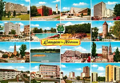 AK / Ansichtskarte Langen_Hessen Rathaus Evangelische Stadtkirche  Langen Hessen