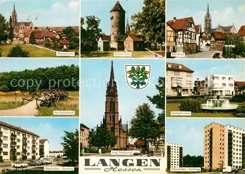 AK / Ansichtskarte Langen_Hessen Evangelische Stadtkirche Spitzer Turm Oberlinden Langen Hessen