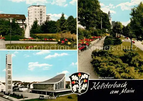 AK / Ansichtskarte Kelsterbach Markus Kirche Main Anlagen Kelsterbach