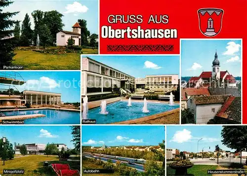 AK / Ansichtskarte Obertshausen Rathaus Parkanlagen Autobahn  Obertshausen