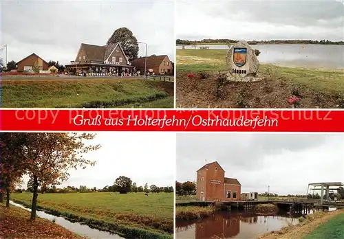 AK / Ansichtskarte Holterfehn Gemischtwarenhandel Ladengeschaeft Gedenkstein Landschaftspanorama Zugbruecke Schoepfwerk Holterfehn