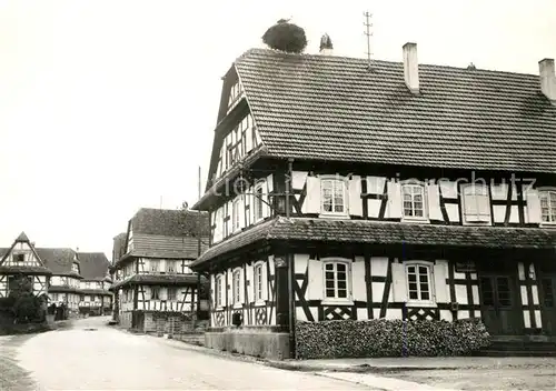 AK / Ansichtskarte Hunspach La Mairie Fachwerkhaus Storchennest Hunspach