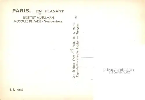 AK / Ansichtskarte Paris en flanant Institut Musulman Mosquee Paris
