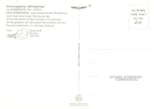 AK / Ansichtskarte Innsbruck Fliegeraufnahme Erholungsgebiet Mittelgebirge Innsbruck