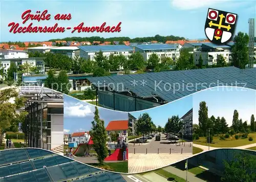 AK / Ansichtskarte Amorbach_Neckarsulm Solardaecher Turnhalle Amorbachschule Skateranlage Park Bordighera Alice Parkanlage Gruene Mitte 