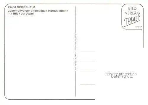 AK / Ansichtskarte Neresheim Lokomotive ehemalige Haertsfeldbahn Abtei Neresheim