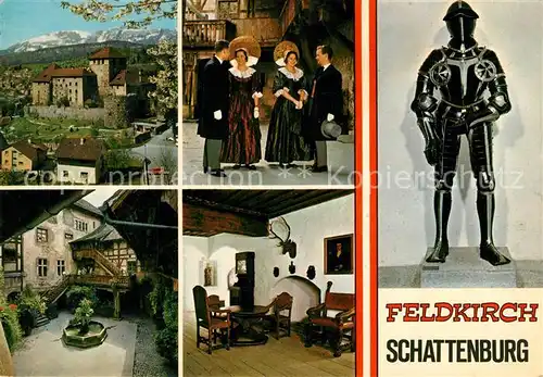 AK / Ansichtskarte Feldkirch_Vorarlberg Schattenburg Volkstrachten Ritterruestung Feldkirch Vorarlberg