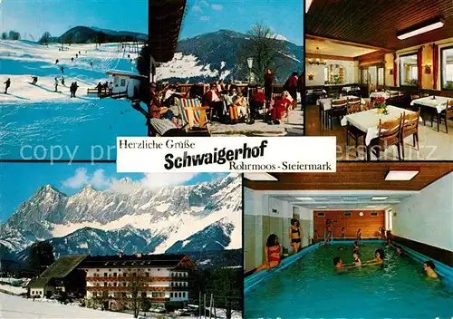 AK / Ansichtskarte Rohrmoos_Schladming Hotel Schwaigerhof Winter Speisesaal Hallenbad Rohrmoos_Schladming