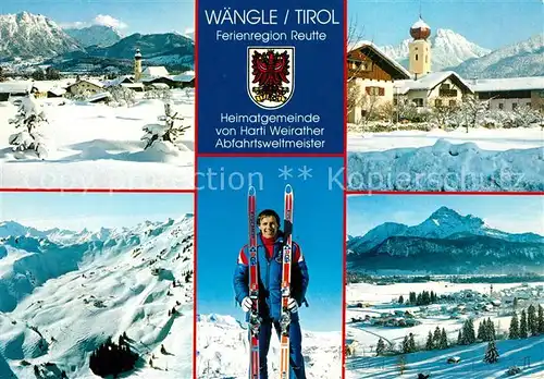 AK / Ansichtskarte Waengle Winterlandschaften Kirche Skifahrer Harti Weirather  Waengle