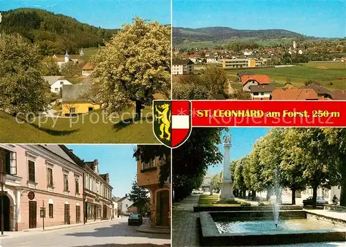 AK / Ansichtskarte St_Leonhard_Forst_Niederoesterreich Weichselbach Panorama Brunnen Park Denkmaeler Gemeindeamt St_Leonhard