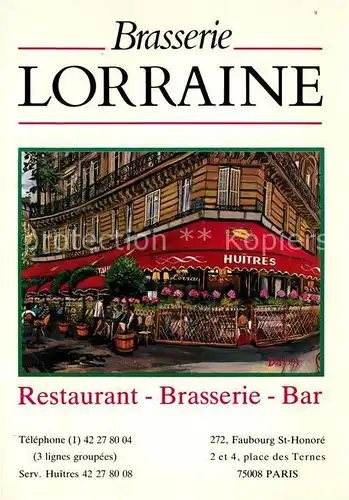 AK / Ansichtskarte Paris Restaurant Brasserie Bar Lorraine Paris