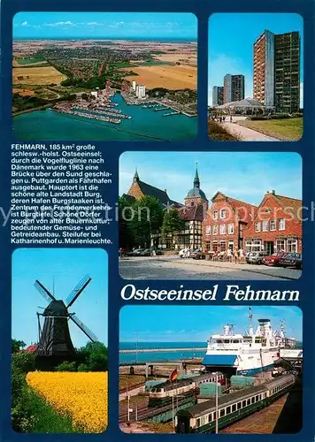 AK / Ansichtskarte Fehmarn Fliegeraufnahme Muehle Markt Hochhaeuser Fehmarn