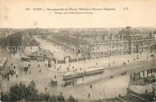 AK / Ansichtskarte Strassenbahn Paris Ecole Militaire Avenue Duquesne  Strassenbahn