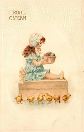 AK / Ansichtskarte Ostern_Easter_Paques Kind Kueken Ostereier Litho Ostern_Easter_Paques