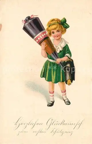 AK / Ansichtskarte Kinder_Child_Enfants Schulgang Schultuete Litho Kinder_Child_Enfants