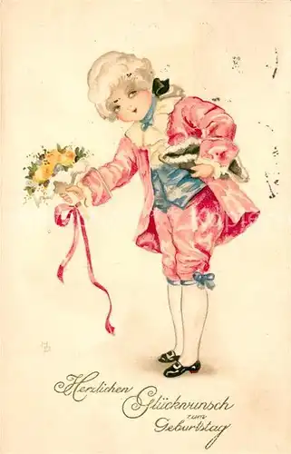 AK / Ansichtskarte Geburtstag Kind Blumen Barock Litho Geburtstag