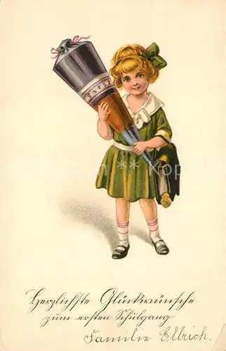 AK / Ansichtskarte Kinder_Child_Enfants Einschulung Schultuete Litho  Kinder_Child_Enfants