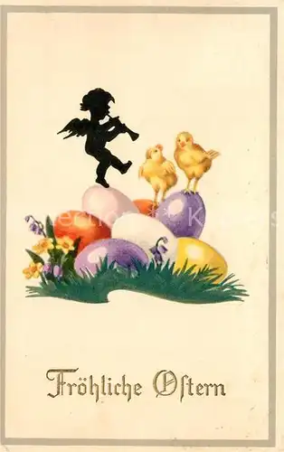 AK / Ansichtskarte Ostern_Easter_Paques Engel Kueken Ostereier  Ostern_Easter_Paques