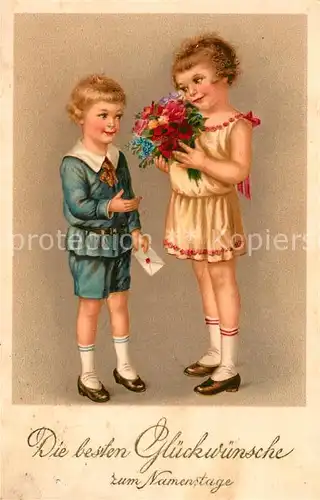 AK / Ansichtskarte Namenstag_Namenskarte Kinder Blumen Brief Litho  Namenstag_Namenskarte