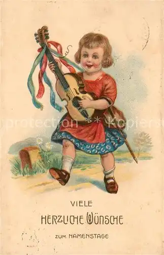 AK / Ansichtskarte Namenstag_Namenskarte Kind Geige Litho  Namenstag_Namenskarte
