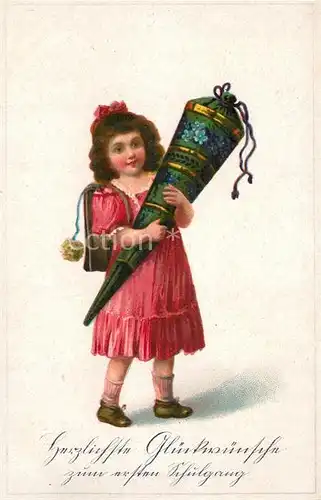 AK / Ansichtskarte Kinder_Child_Enfants Einschulung Schultuete Litho Kinder_Child_Enfants