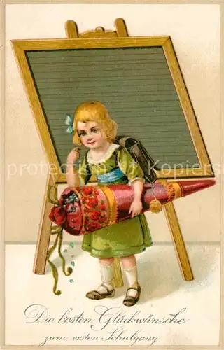 AK / Ansichtskarte Schultafel Kind Schultuete Litho  Schultafel