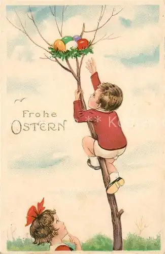 AK / Ansichtskarte Ostern_Easter_Paques Kinder Ostereier Litho  Ostern_Easter_Paques