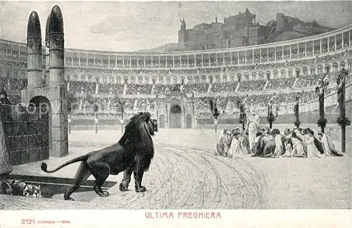 AK / Ansichtskarte Loewe Ultima Preghiera  Loewe
