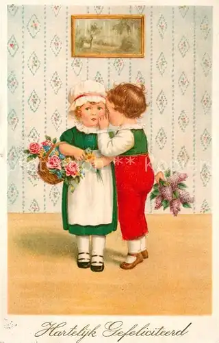 AK / Ansichtskarte Glueckwunsch Kinder Blumen  Glueckwunsch