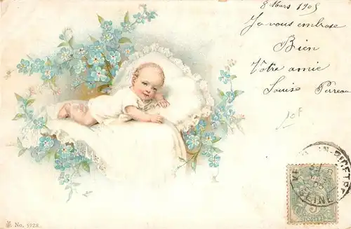 AK / Ansichtskarte Baby_Nursery_Bebe Vergissmeinnicht Litho Baby_Nursery_Bebe
