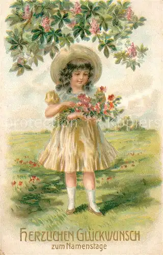 AK / Ansichtskarte Namenstag_Namenskarte Kind Blumen Litho  Namenstag_Namenskarte